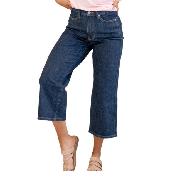 Judy Blue Los Angeles Women's Crop Tummy Control Wide Leg‎ Size 7/28 - Picture 1 of 16